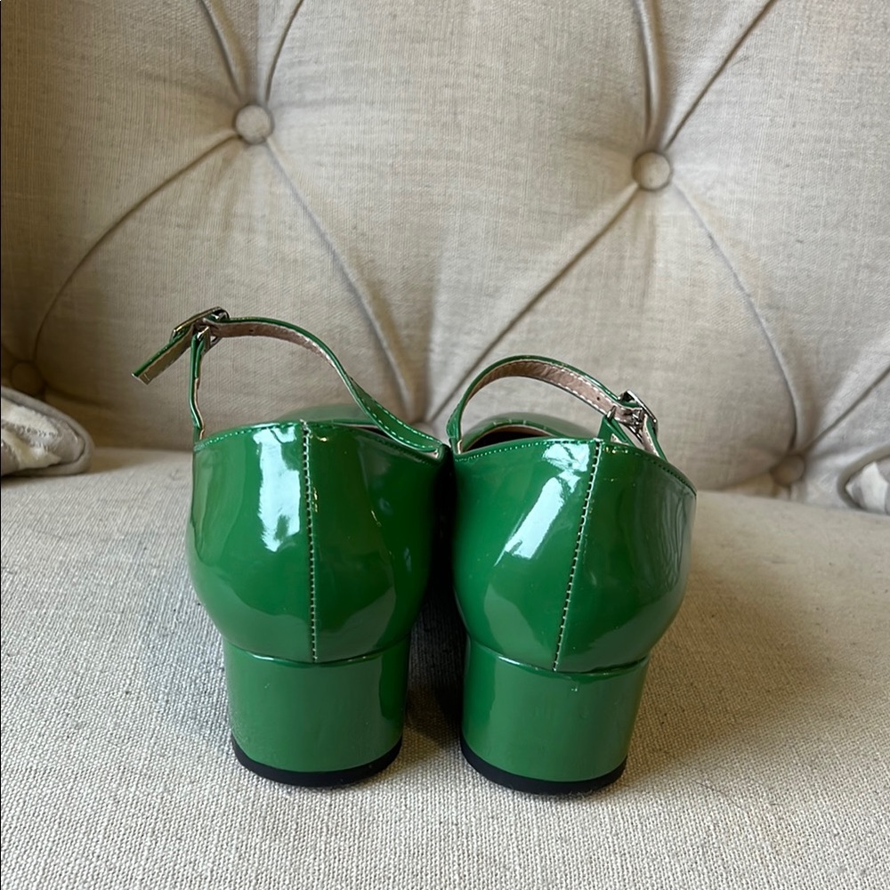 Green Patent Leather Mary Jane Shoes - Picture 5 of 6